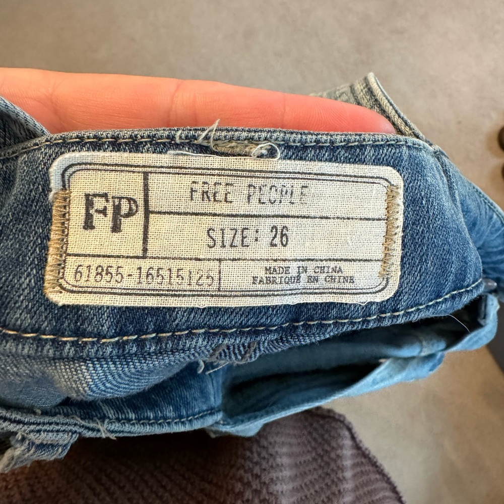 Free People Blue Denim Overalls Medium-Wash